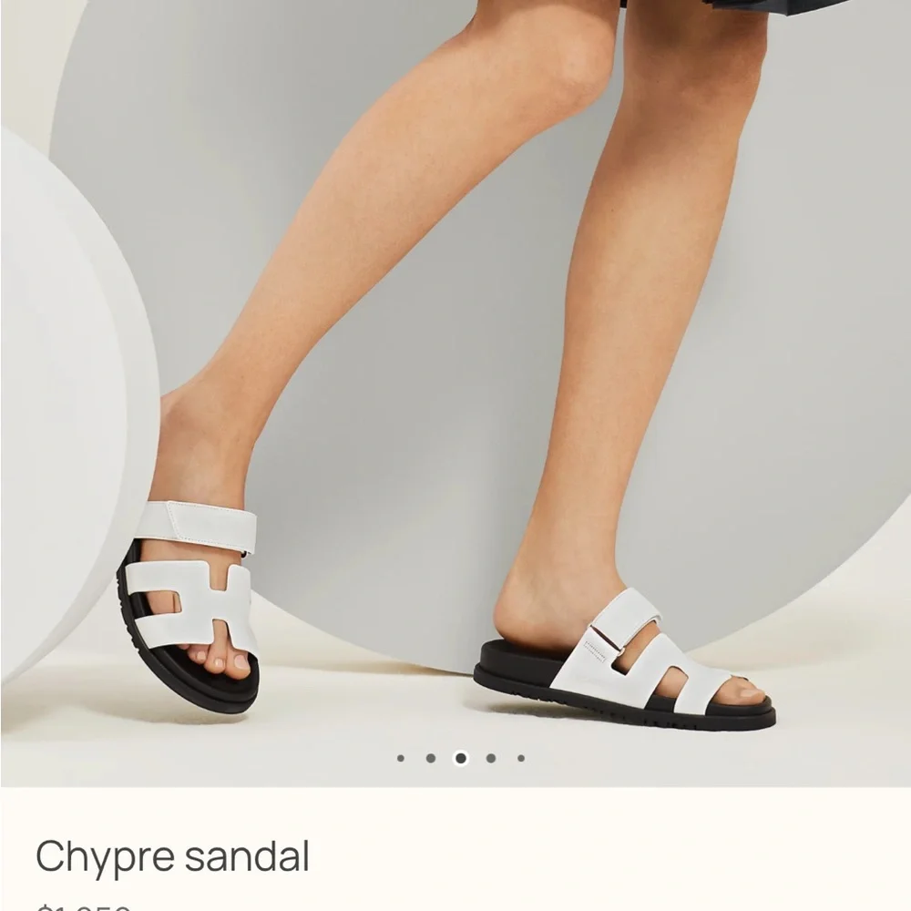 Authentic Hermes White Leather Chypre Sandals - Picture 9 of 9